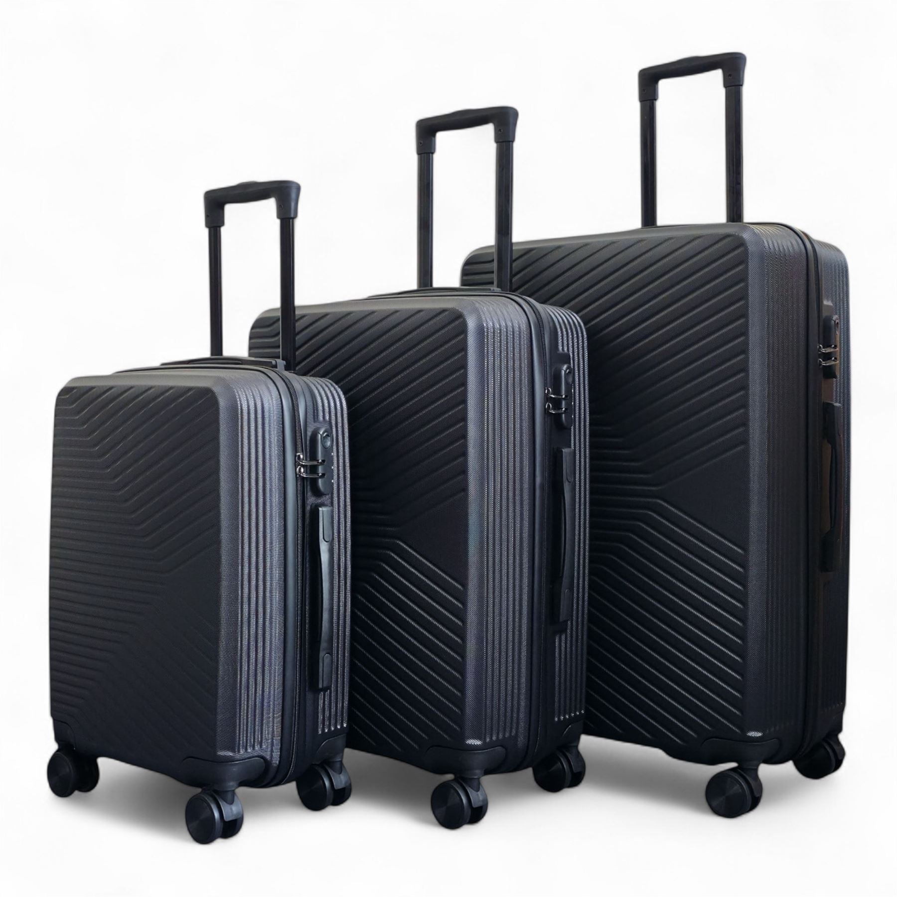 Junee Set of 3 Hard Shell Suitcase in Black