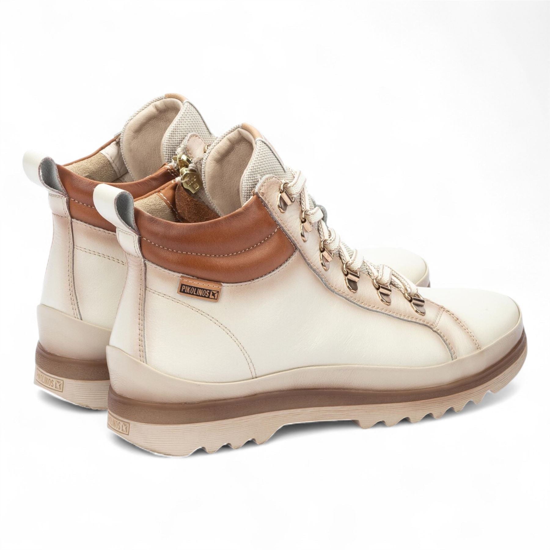 Pikolinos Women’s Nata White Leather Ankle Trainers Boots - Vigo