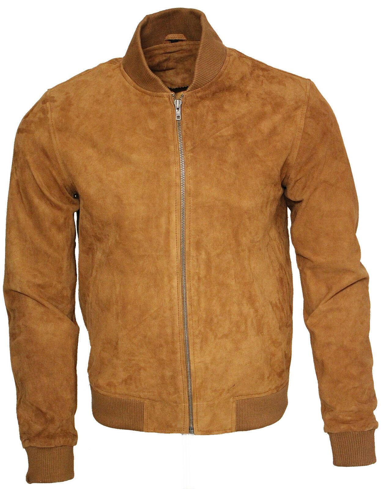 Mens Suede Varsity Leather Bomber Jacket-Castleford - Upperclass Fashions