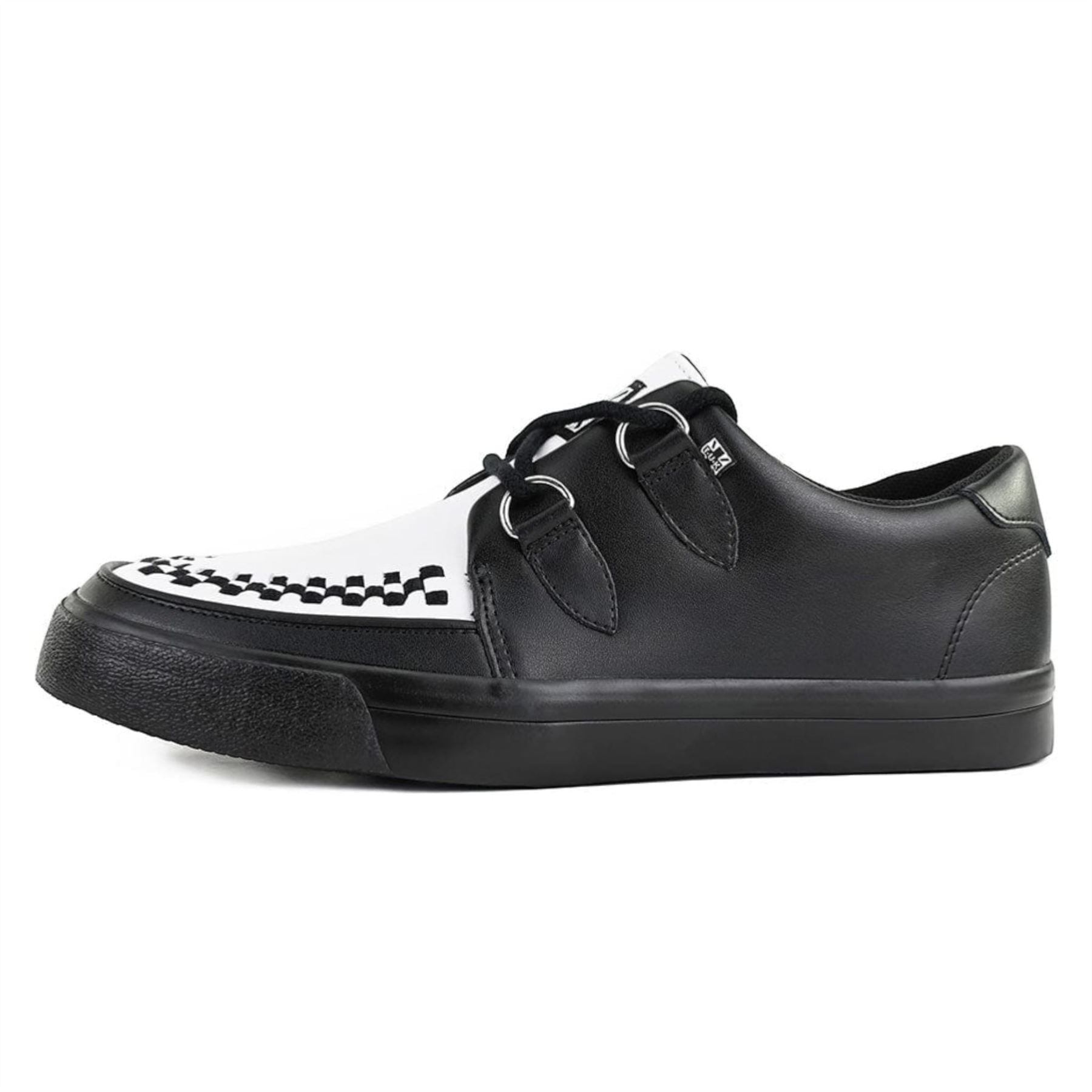 TUK Pointed Creeper Sneaker Black White Leather Platform Shoes - A9180