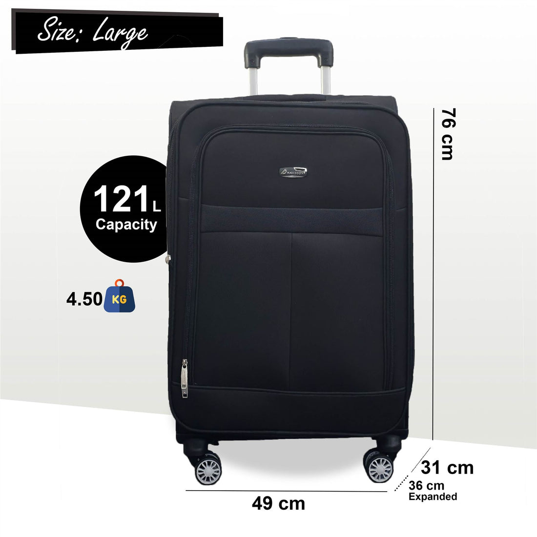 Forbes Large Soft Shell Suitcase in Black