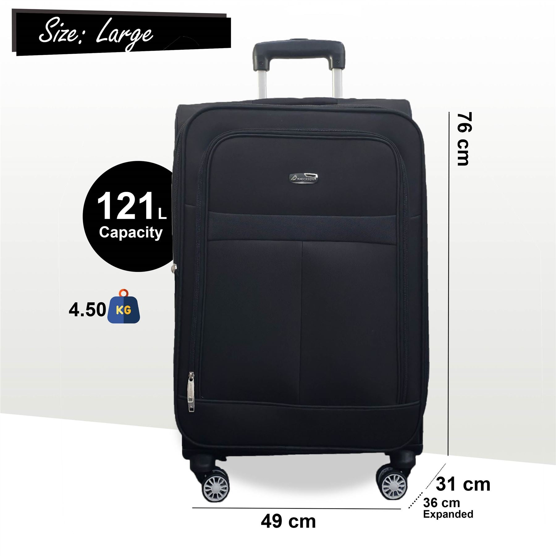 Forbes Large Soft Shell Suitcase in Black