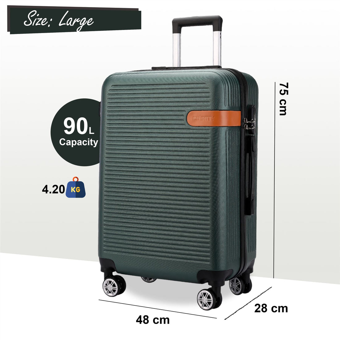 Calgary Large Hard Shell Suitcase in Emerald Green