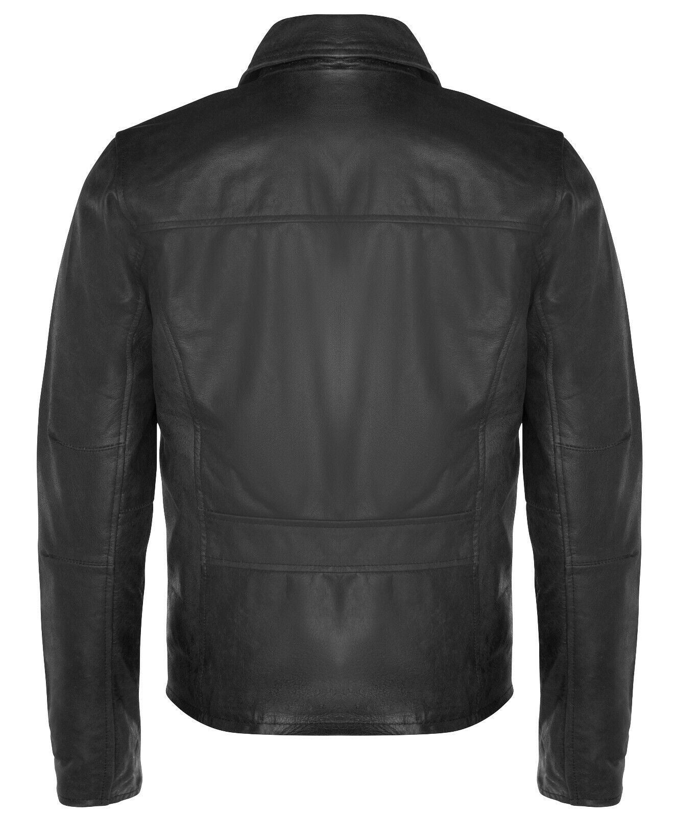 Mens Cow Hide Harrington Leather Biker Jacket-Sleaford