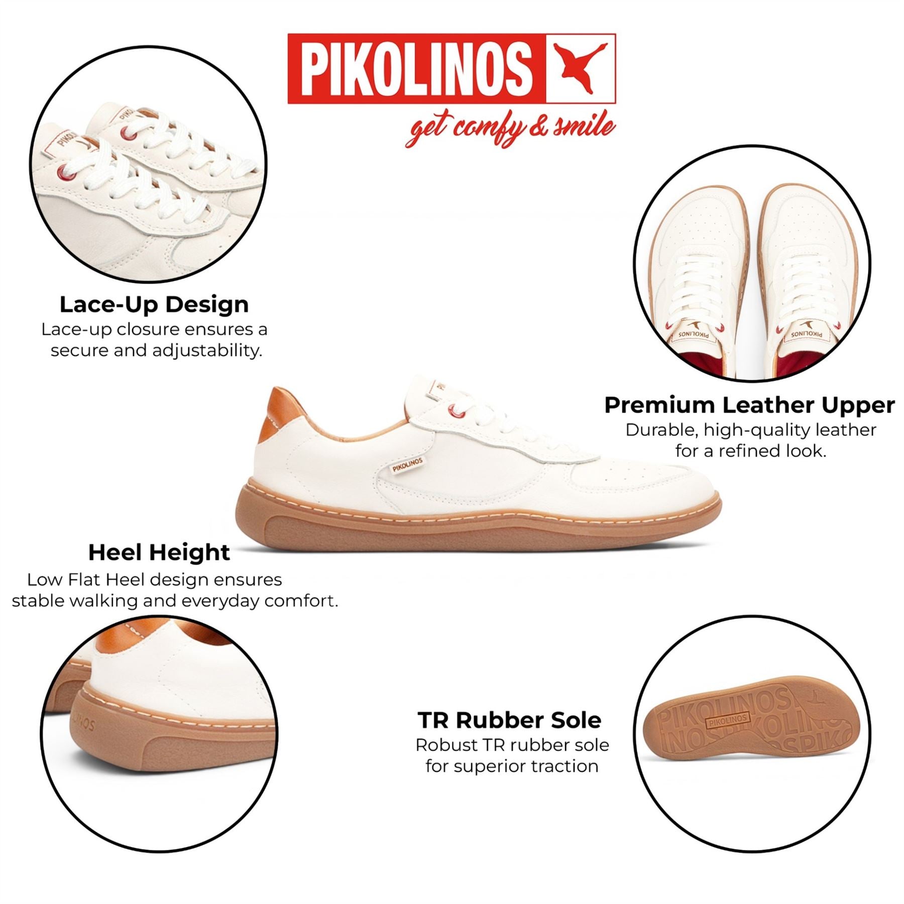Pikolinos White Leather Sneakers Trainer Barefoot Shoes - Aranjuez