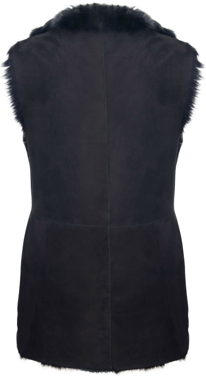 Womens Toscana Black Sheepskin Buttoned Gilet-Seaton