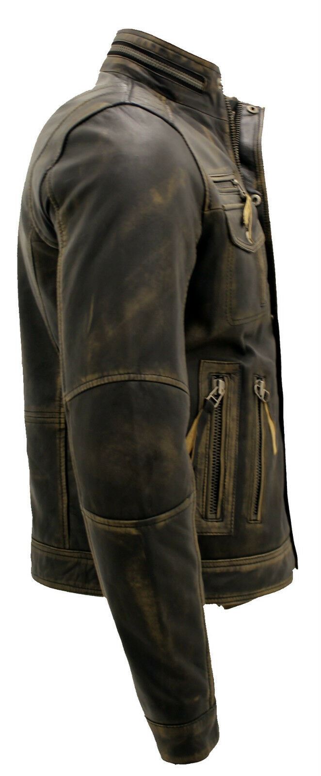 Mens Classic Leather Biker Jacket-Shildon
