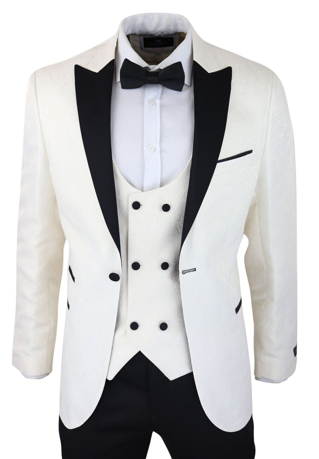 Mens Beige Tuxedo Blazer Waistcoat Brocade Ivory Satin Paisley Dinner Jacket - Upperclass Fashions 