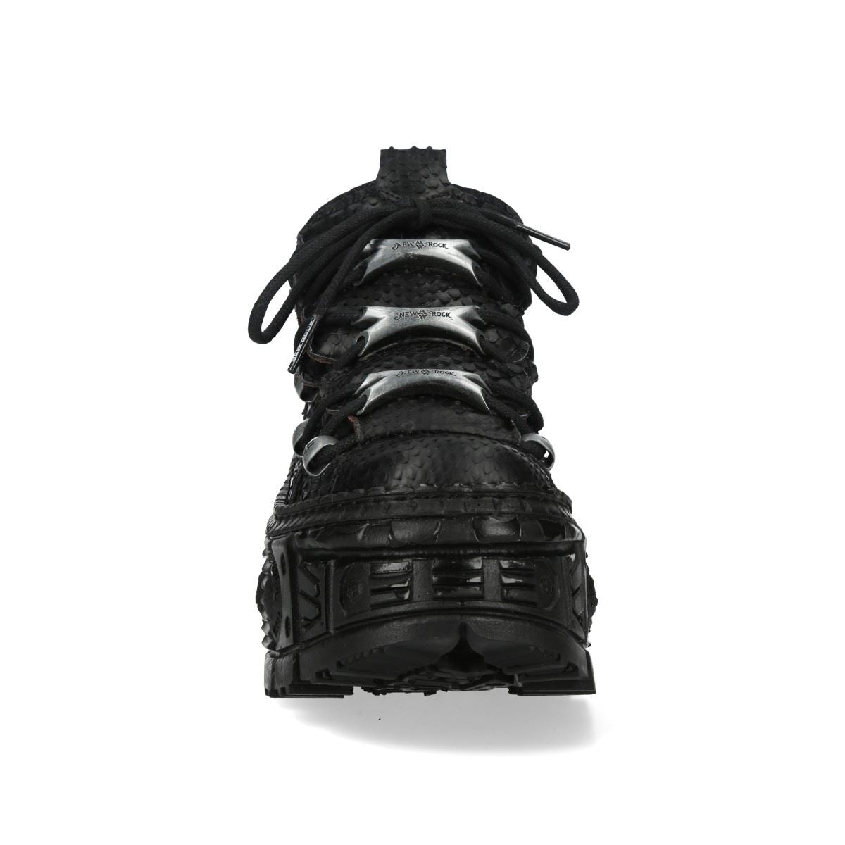 New Rock M-106WALL-C65 Python Black Leather Platform Ankle Boots