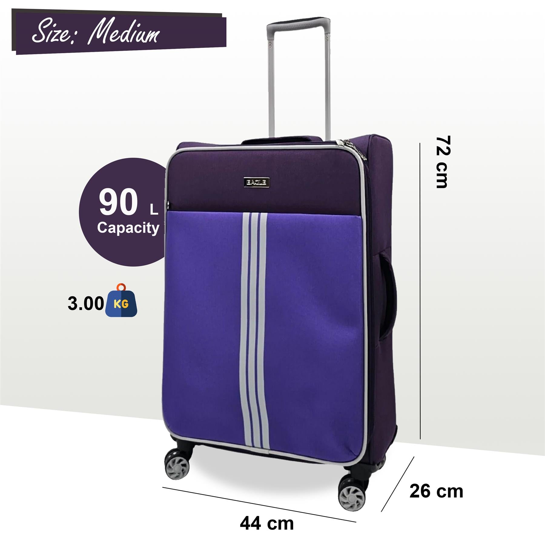 Lightweight Soft Suitcases 4 Wheel Luggage Travel Bag