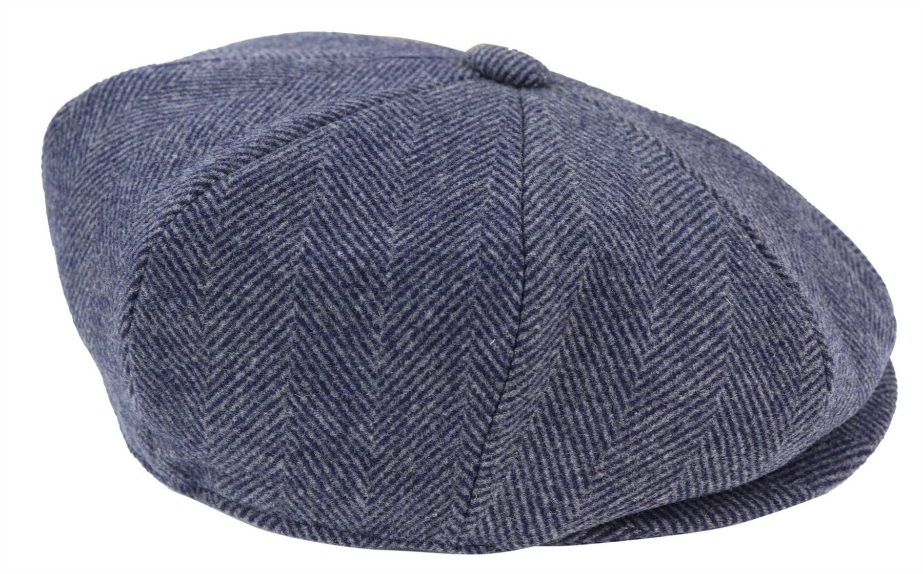 Mens Peaky Blinders Tweed Gatsby Flat Baker Hat With Razor Blade