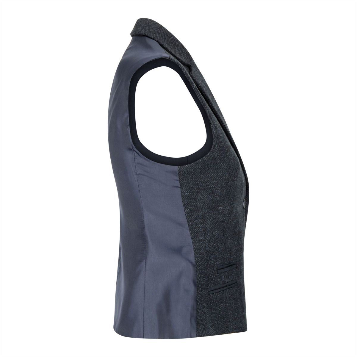 Womens Tweed 1920s Herringbone Navy Waistcoat