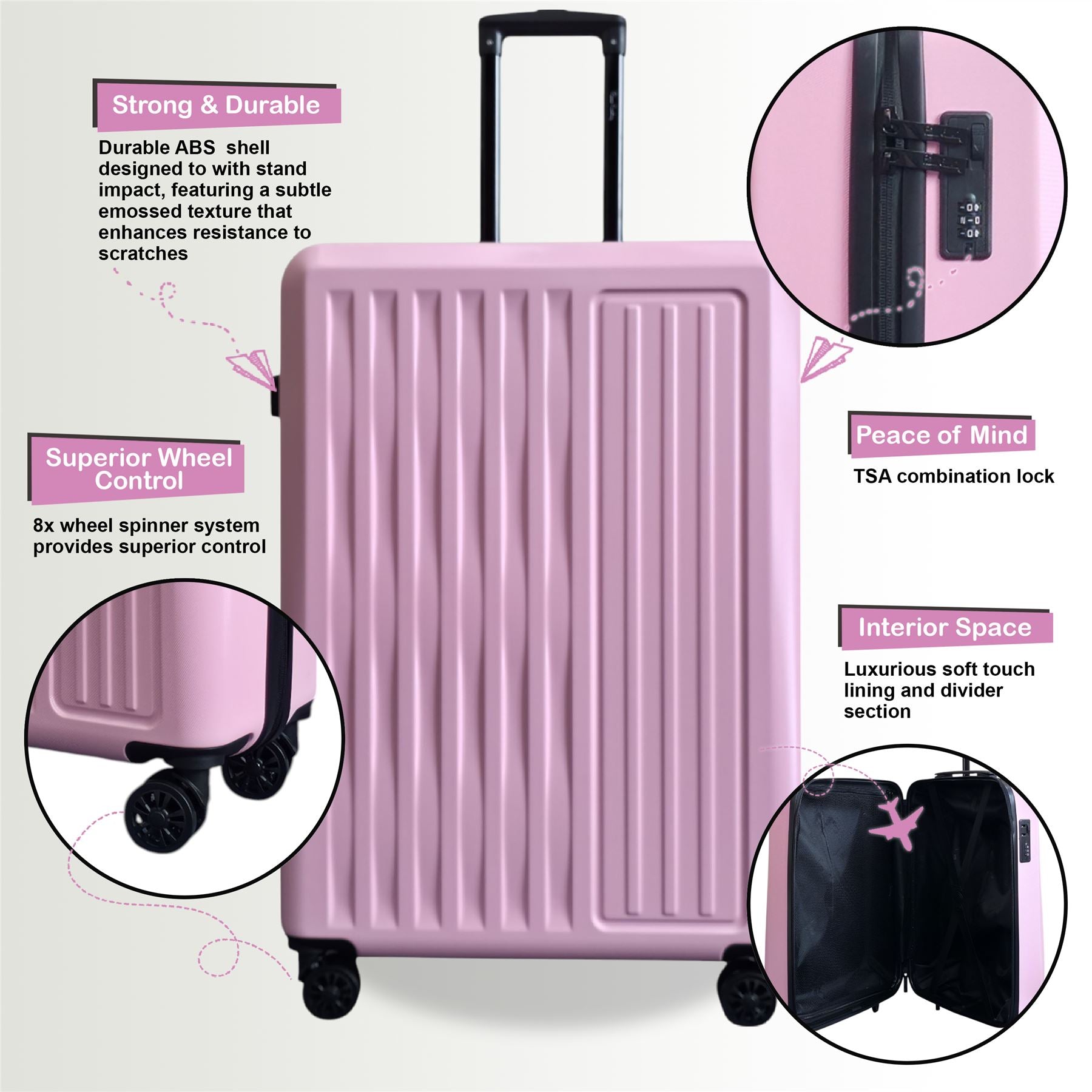 Croydon Medium Hard Shell Suitcase in Pink