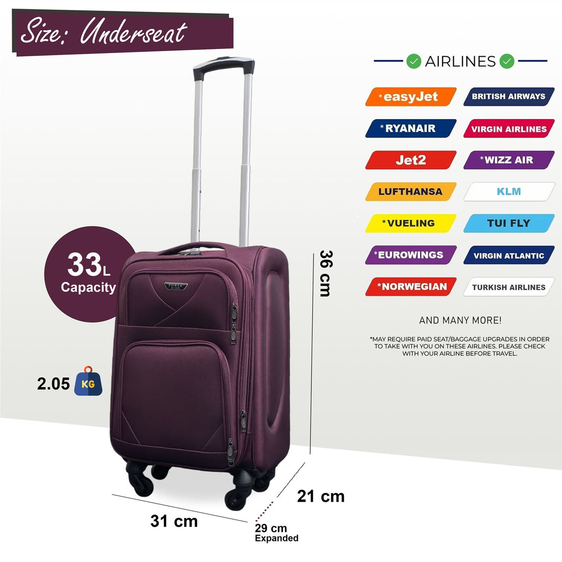 Nagoya Unserseat Soft Shell Suitcase in Purple