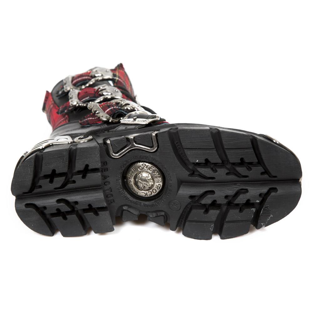 New Rock Tartan Leather Gothic Boots-391T-S1