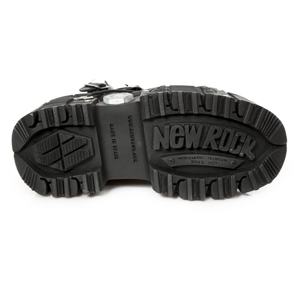 New Rock M-TANK007-S1 Black Leather Gothic Combat Platform Ankle Boots