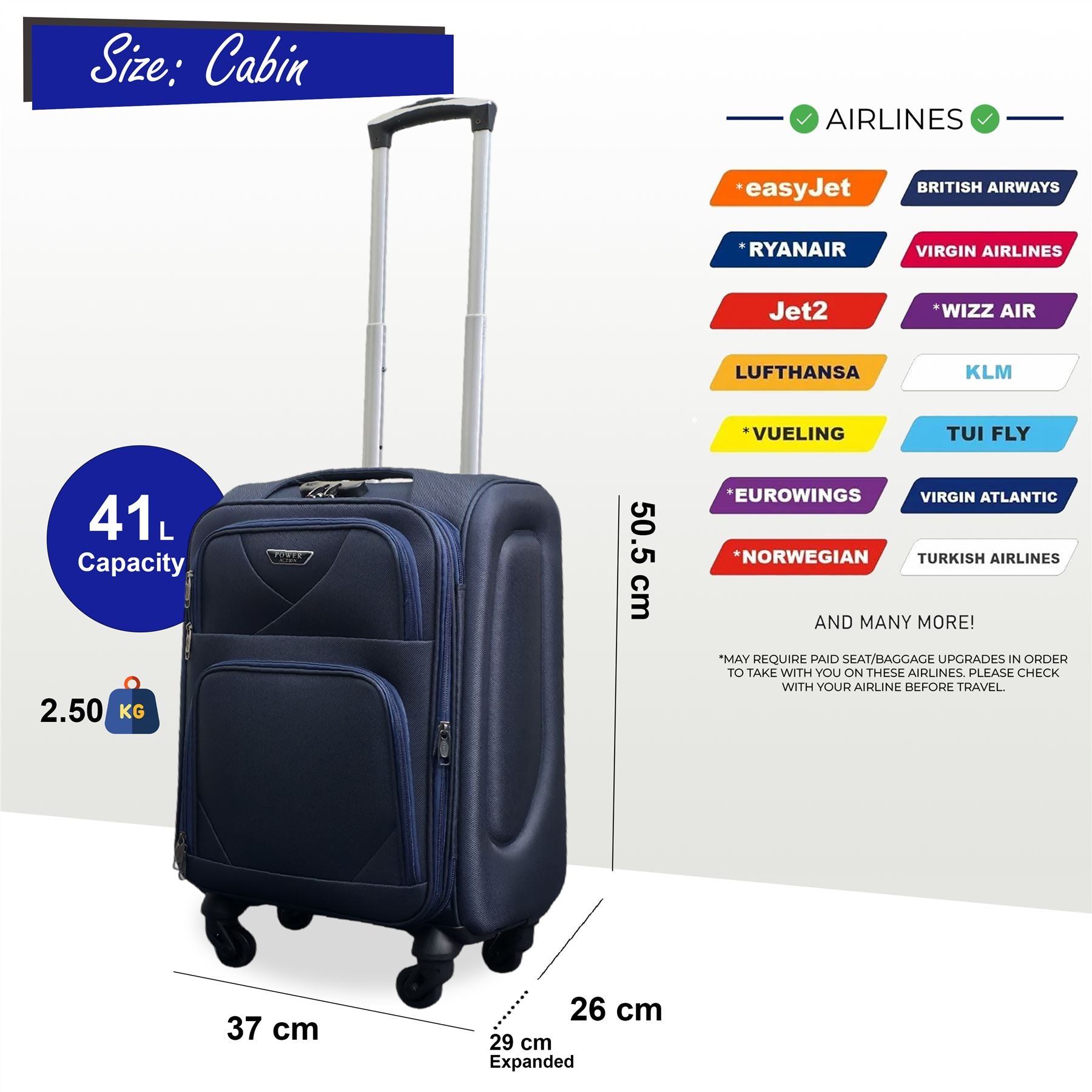 Nagoya Cabin Soft Shell Suitcase in Navy