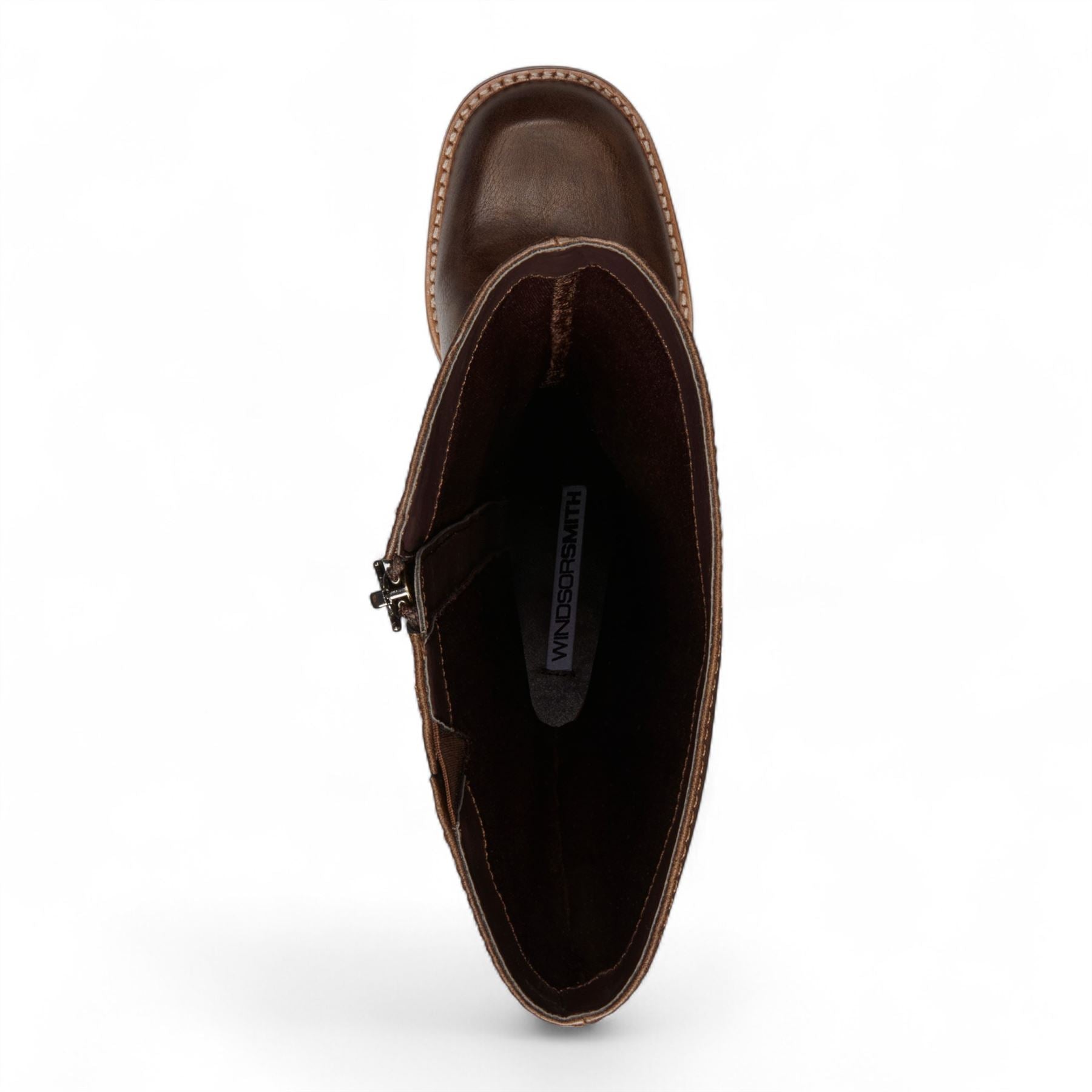 Windsorsmith Womens Oak Brown Faux Leather Knee-High Platform Heel Boots - Niche