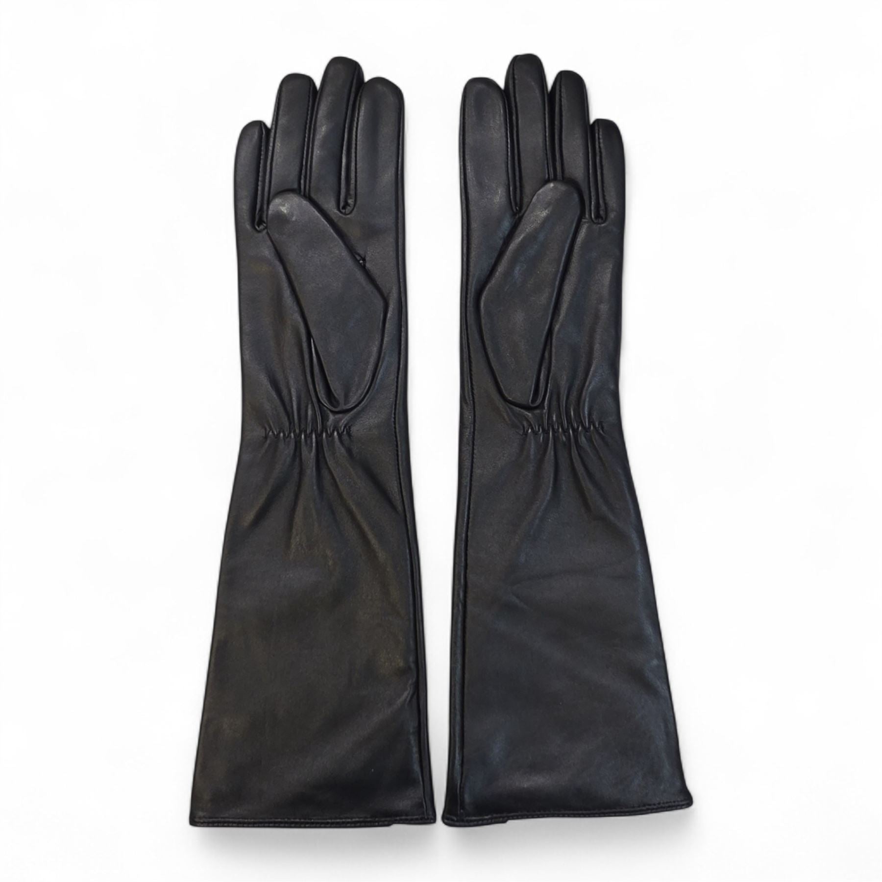 Womens Long Italian Leather Winter Soft Wool Lining Gloves