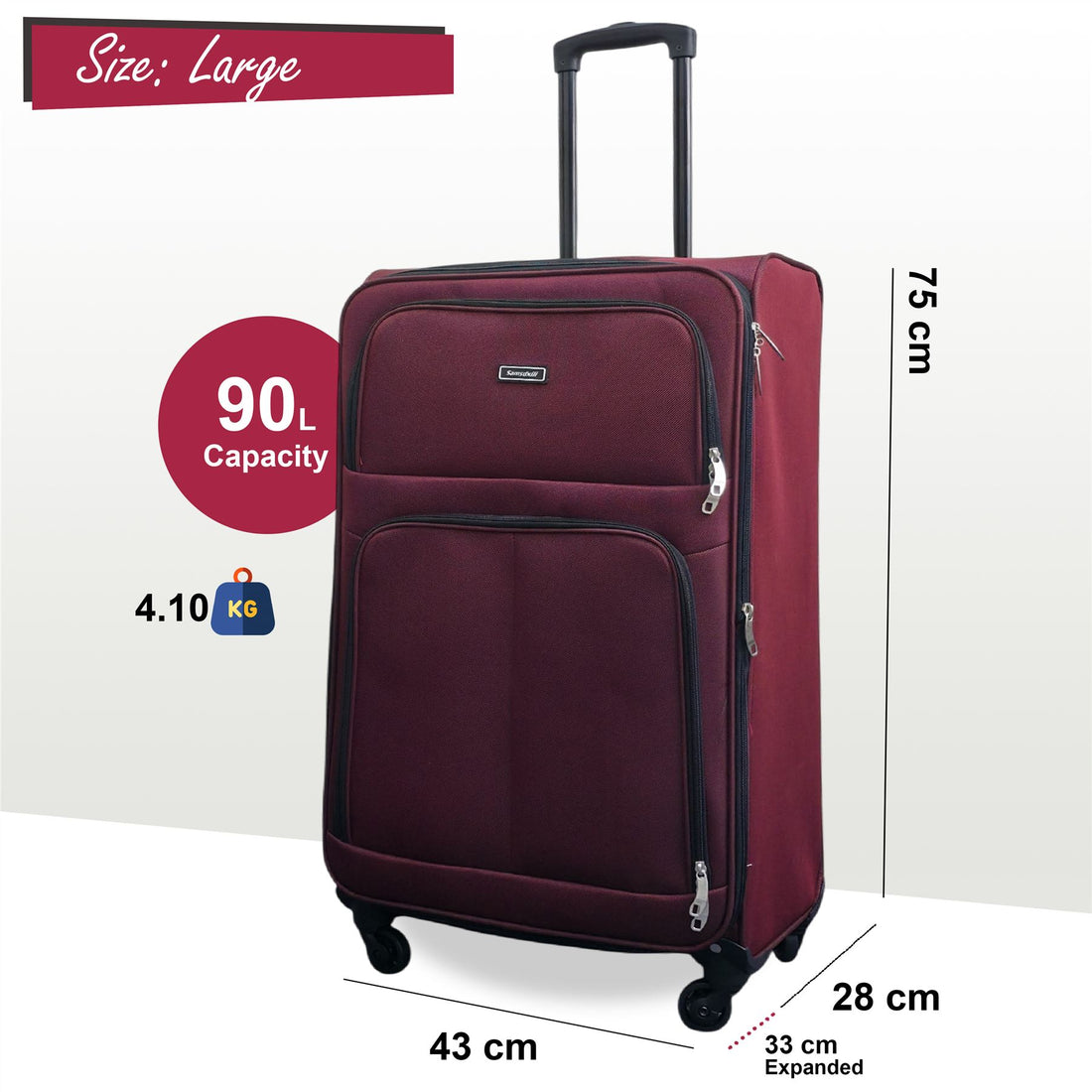Tahara Large Soft Shell Suitcase in Wine