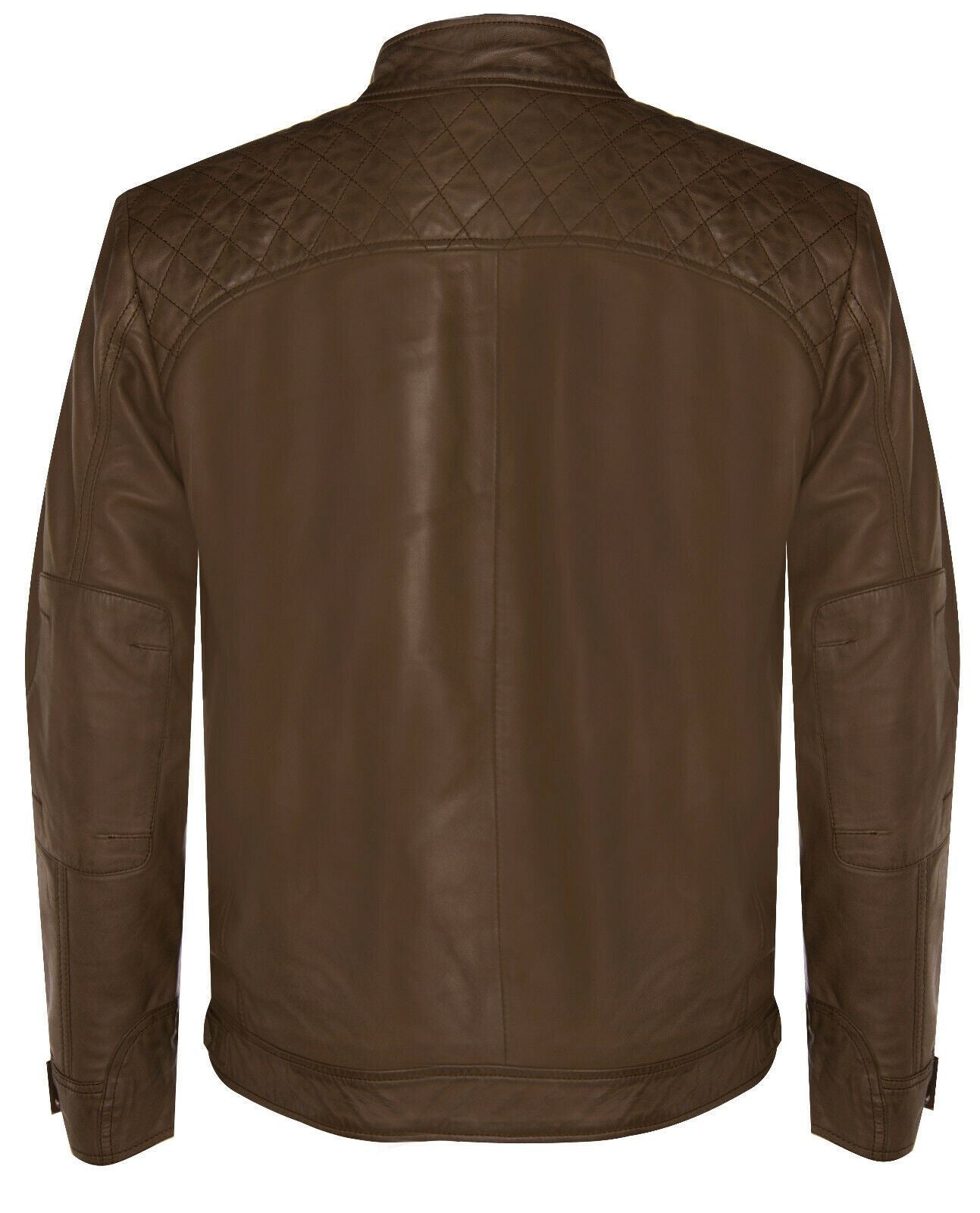 Men Classic Leather Quilted Biker Jacket-Silsden