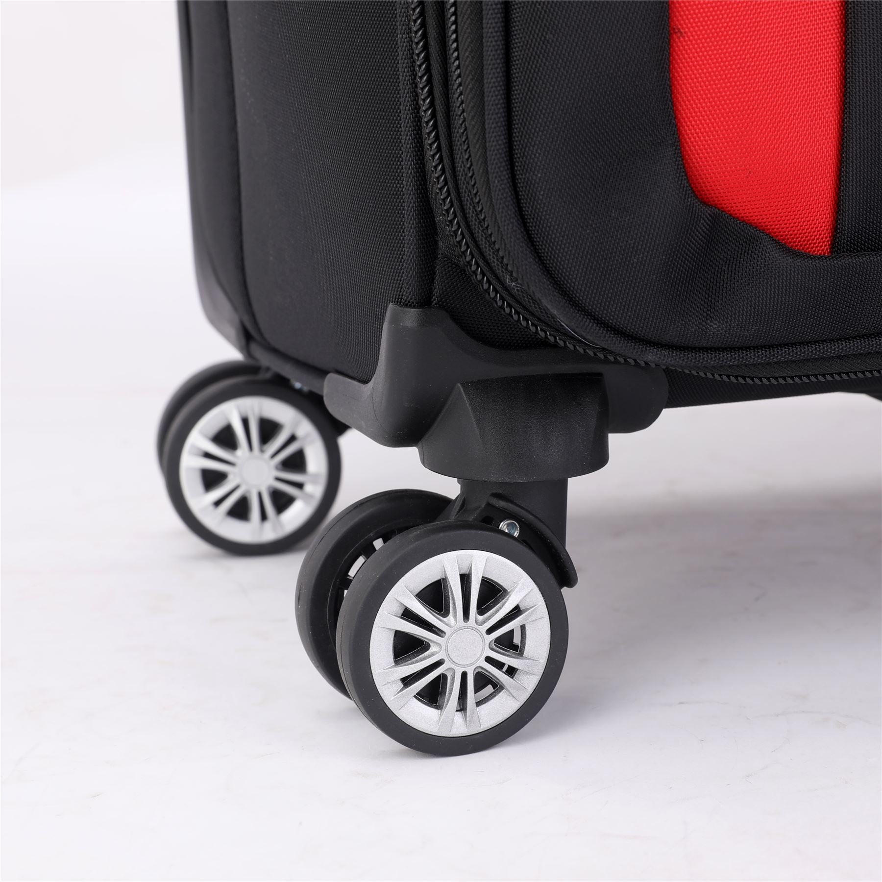Black Expandable Soft Shell Suitcase 8 Wheel Luggage Set Travel Light Carry On Cabin Bag