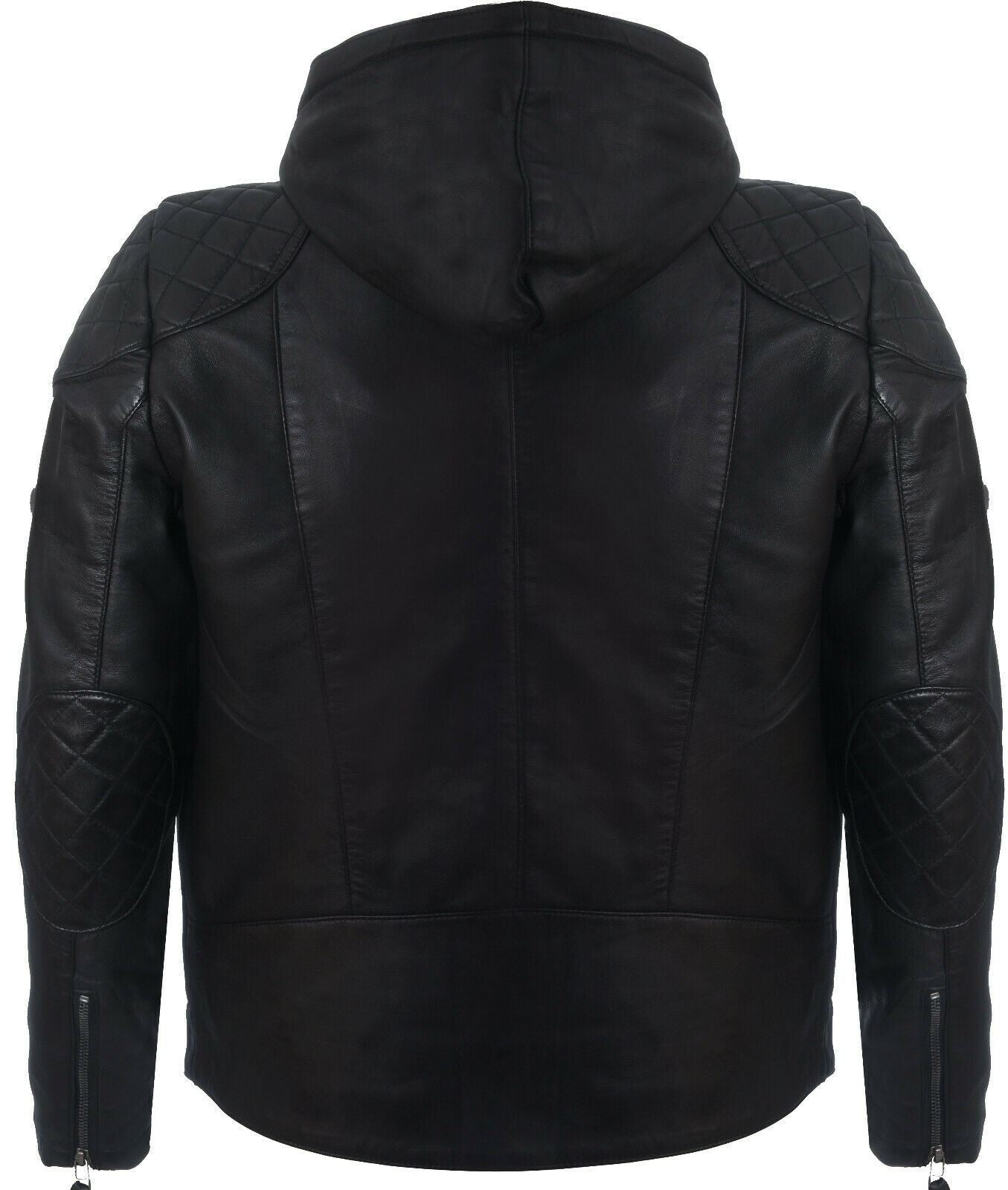 Mens Classic Hooded Leather Bomber Jacket-Chorleywood