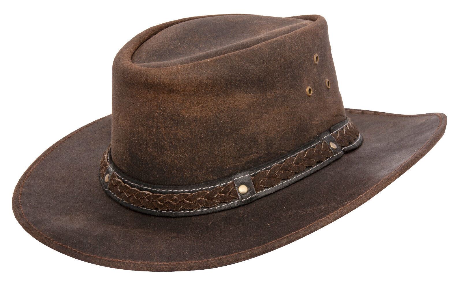 Cowboy Aussie Real Leather Hat Australian Brown Western Outback Bush Hat