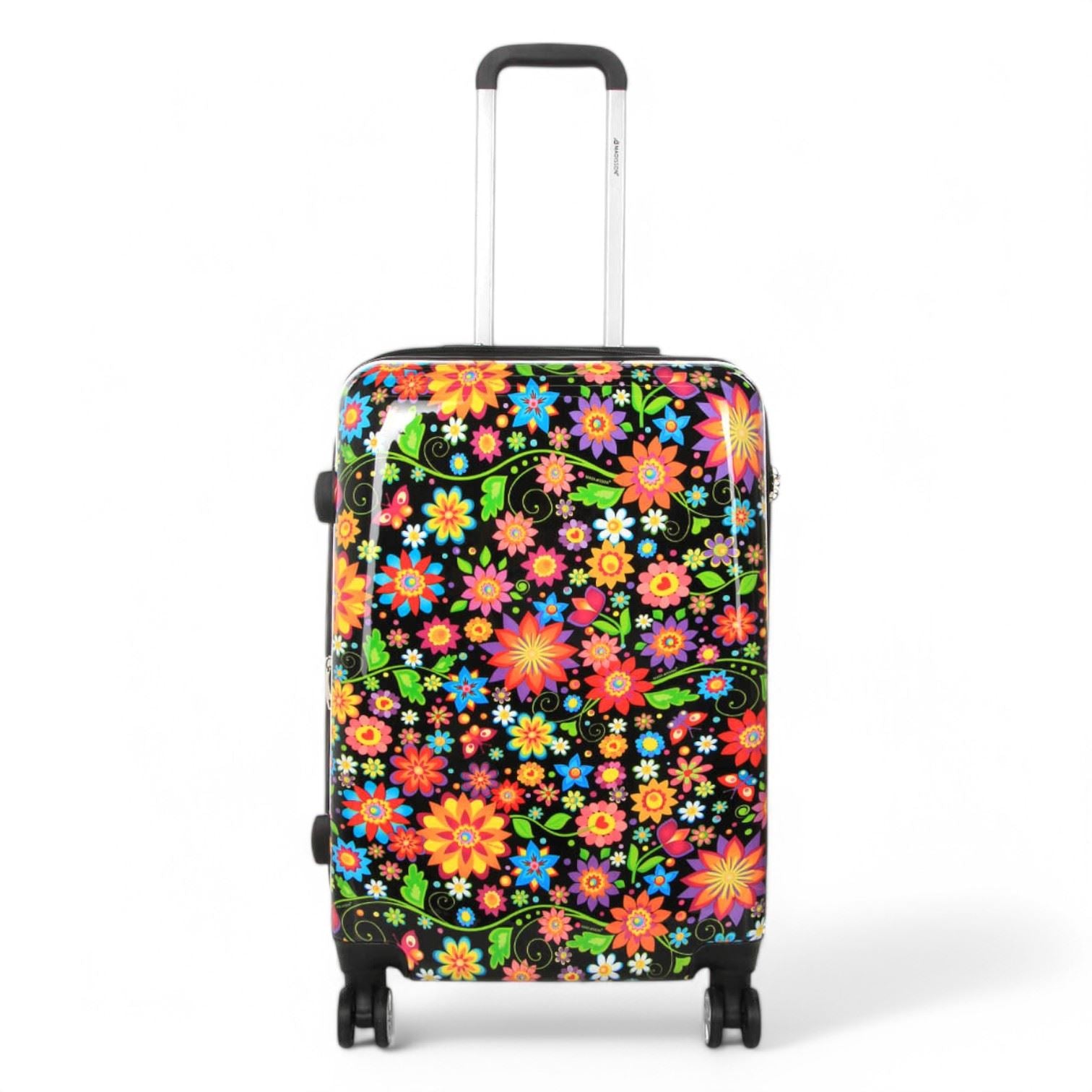 Ballina Medium Hard Shell Suitcase in Black Flower