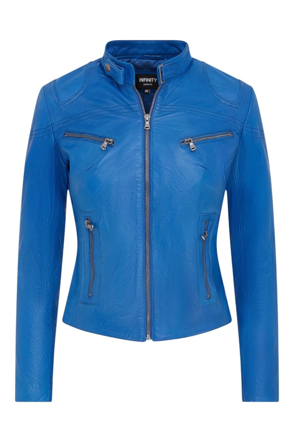 Womens Slim-Fit Leather Biker Jacket-Maldon