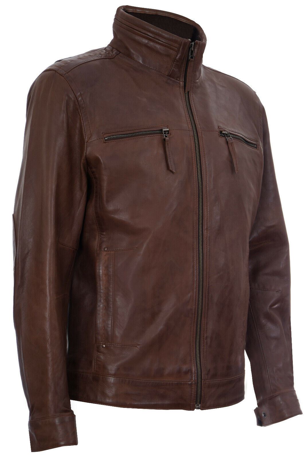 Mens Classic Leather Biker Jacket-Stevenage