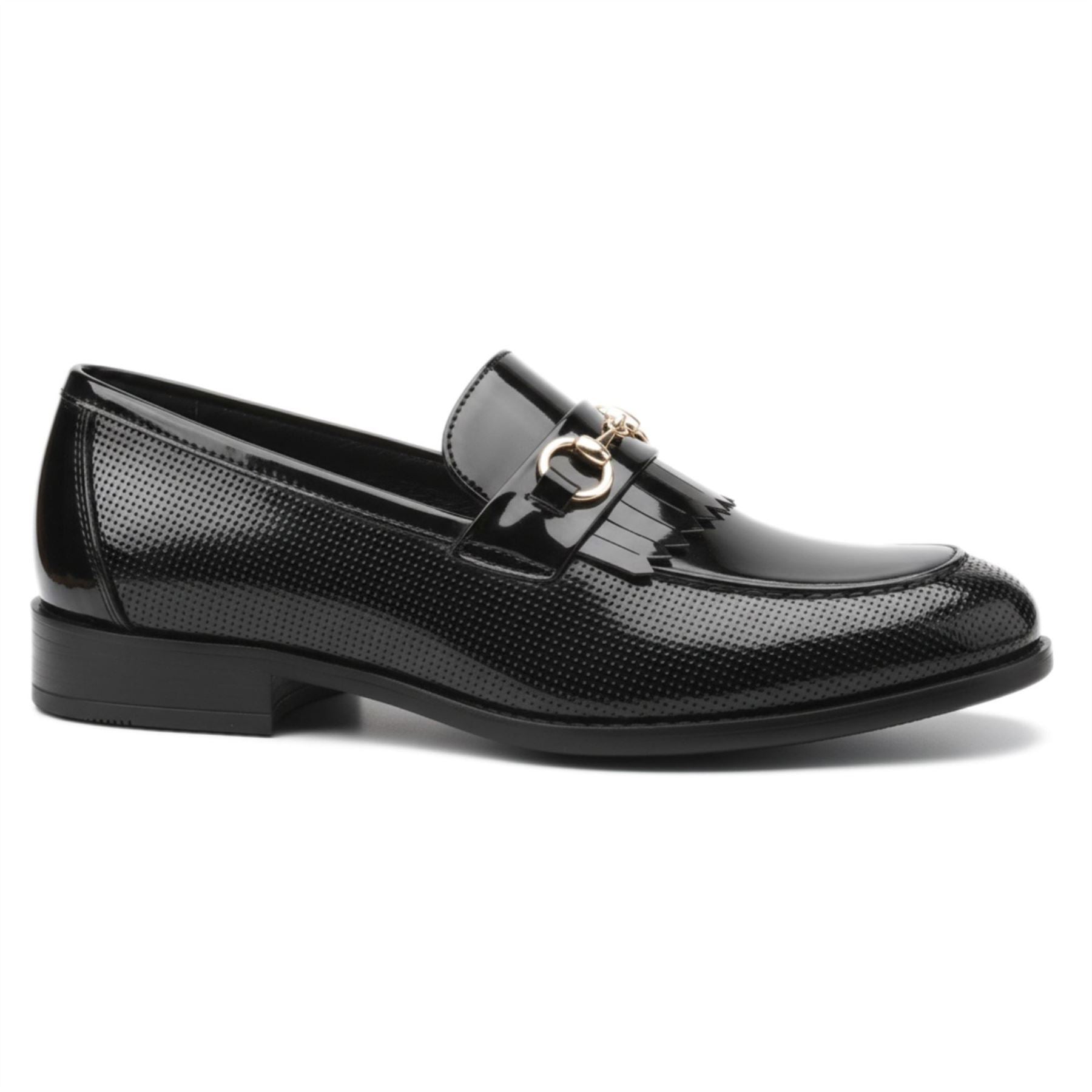 Mens Black Patent Faux Leather Formal Loafers Shoes