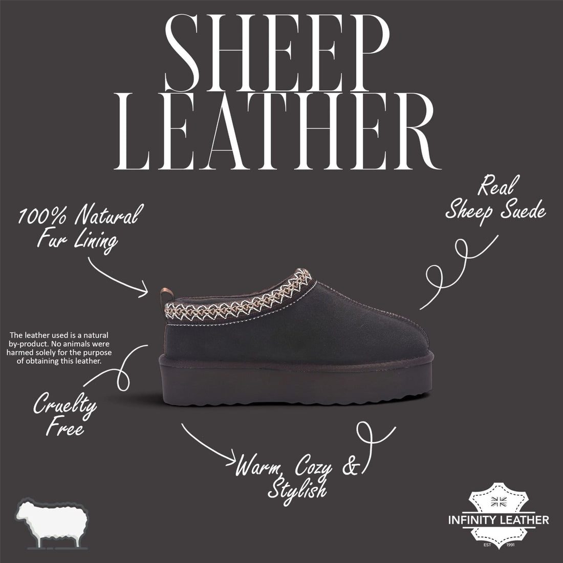 Women’s Brown Genuine Sheepskin Real Fur Winter Platform Slippers - Polar