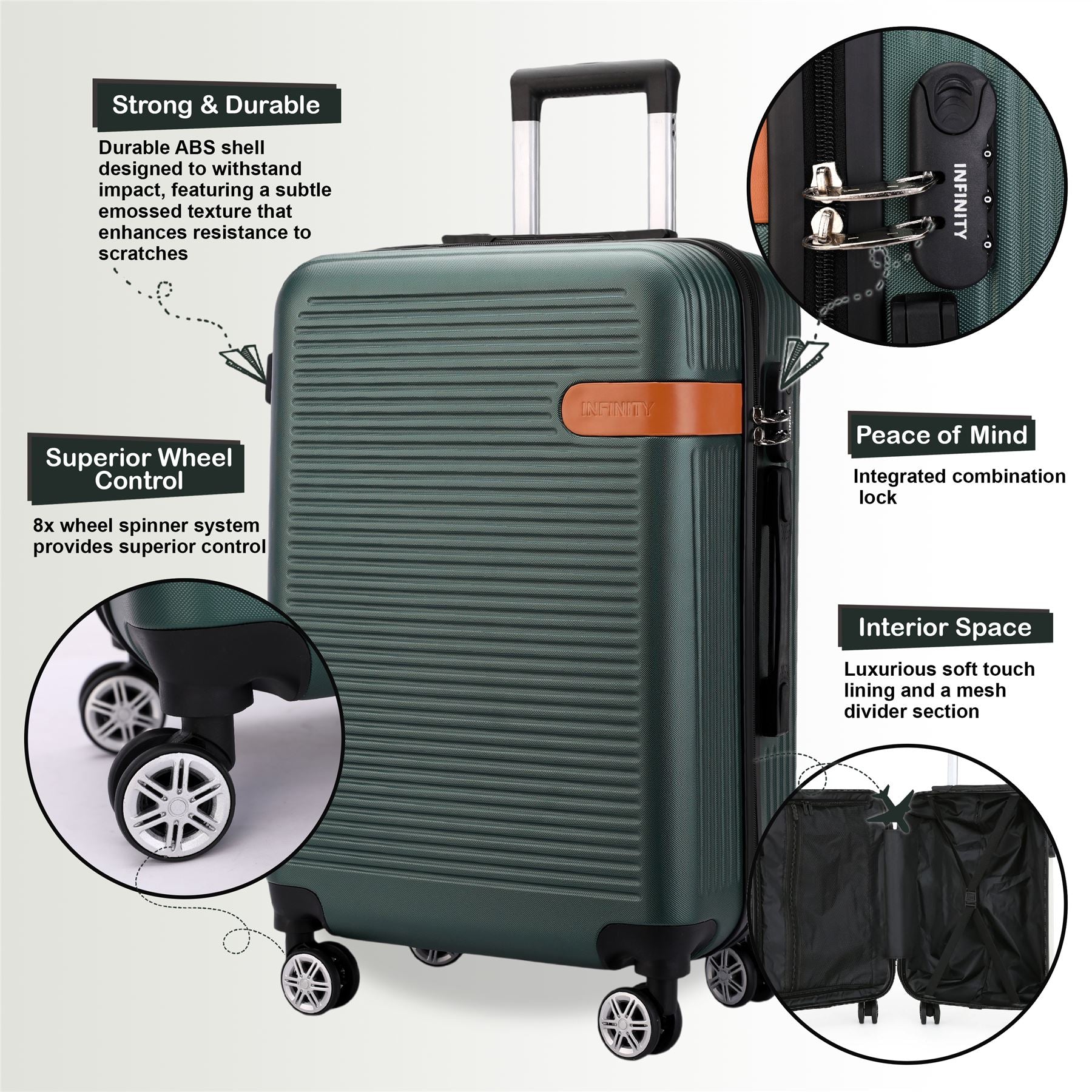 Calgary Large Hard Shell Suitcase in Emerald Green