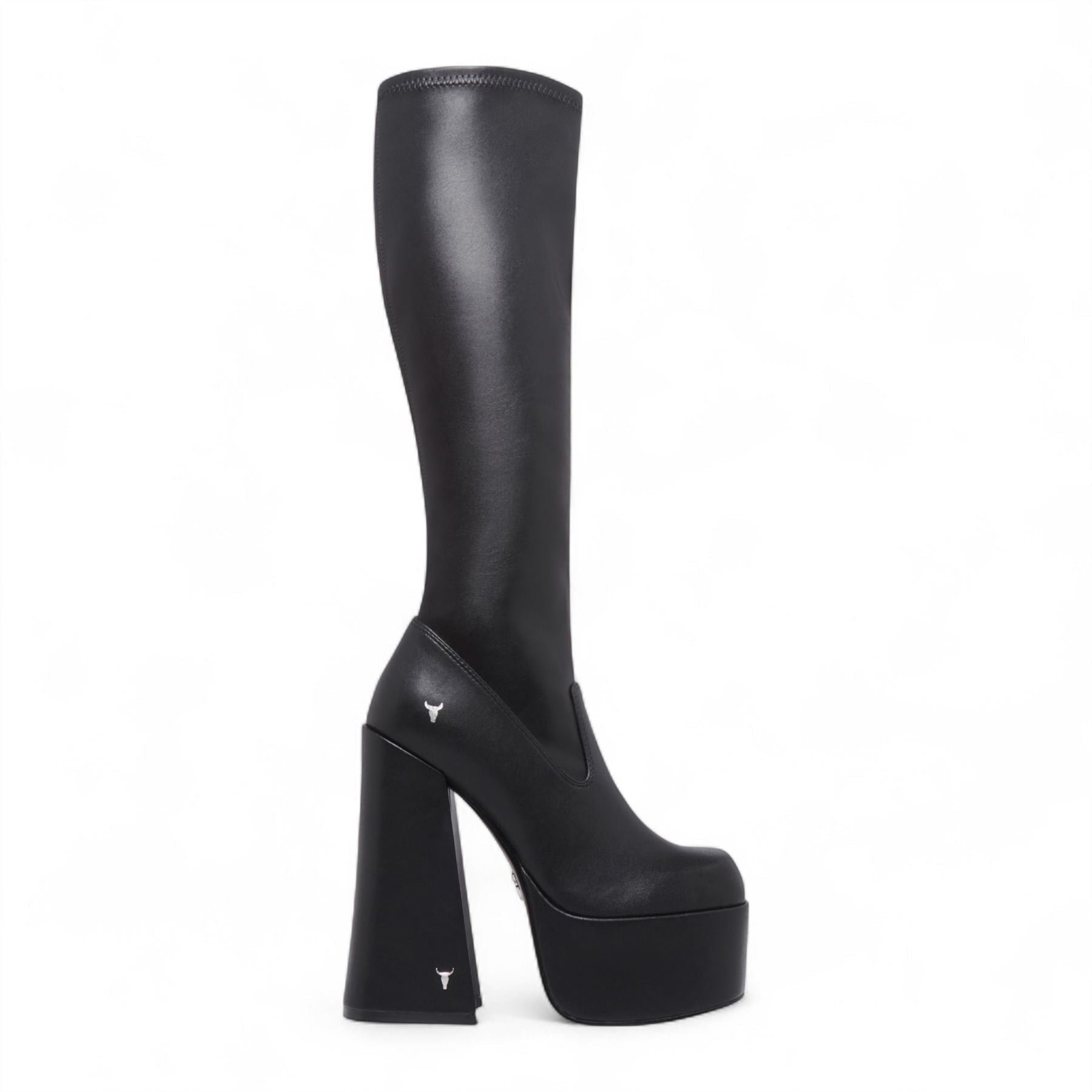 Windsorsmith Womens Black Knee-High Sock Platform Goth Heel Boots - Survival