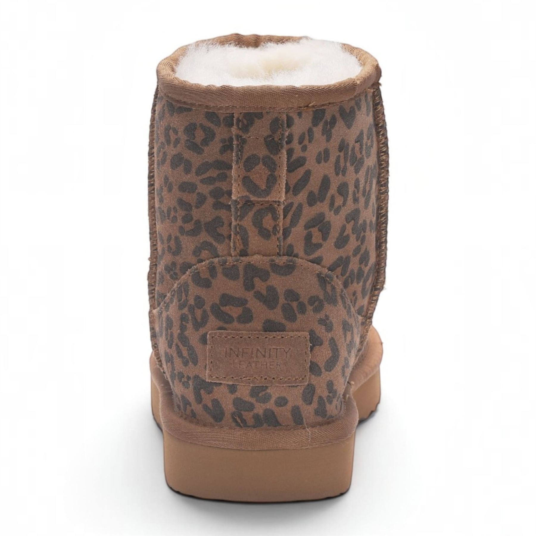 Women’s Leopard Print Genuine Sheepskin Real Fur Winter Ankle Boots - Frost