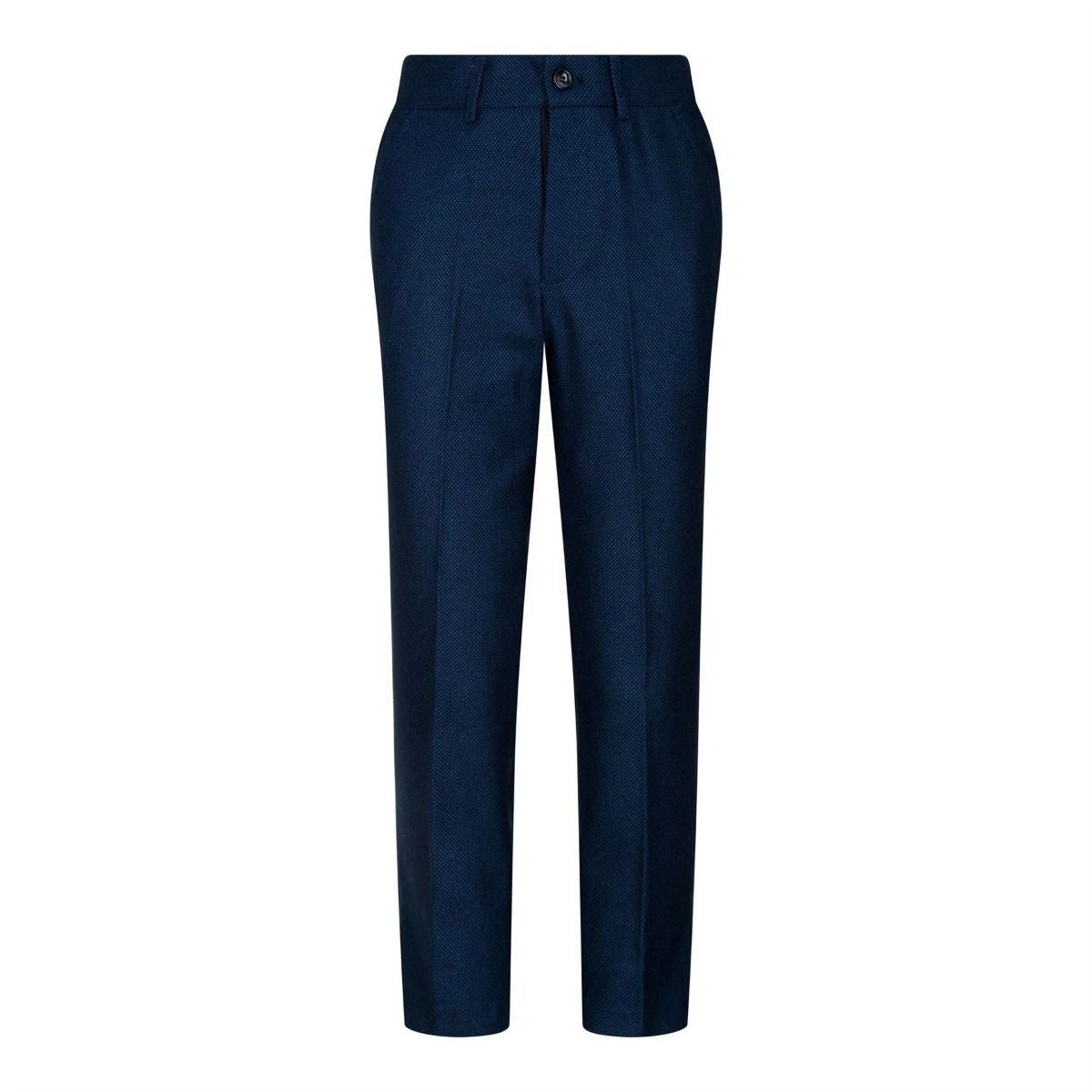 Boys 3 Piece Navy Blue Birdseye Tweed Suit