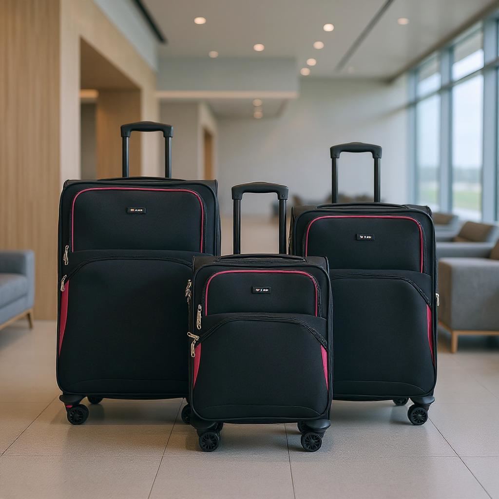 Gosford Set of 3 Soft Shell Suitcase in Black