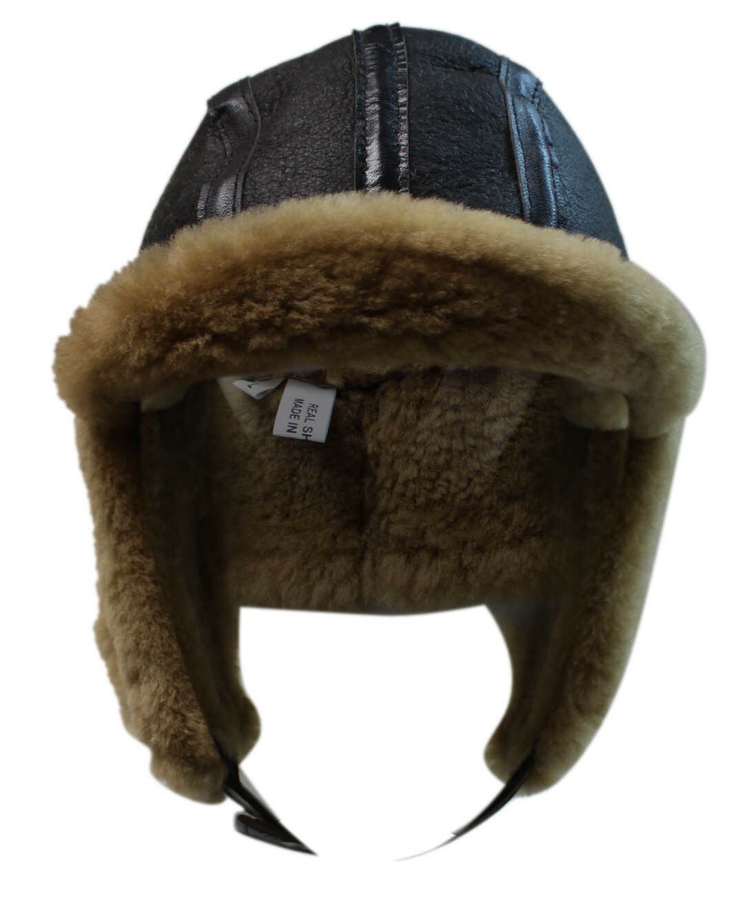 Mens RAF Aviator Sheepskin B-55 Trapper Hat