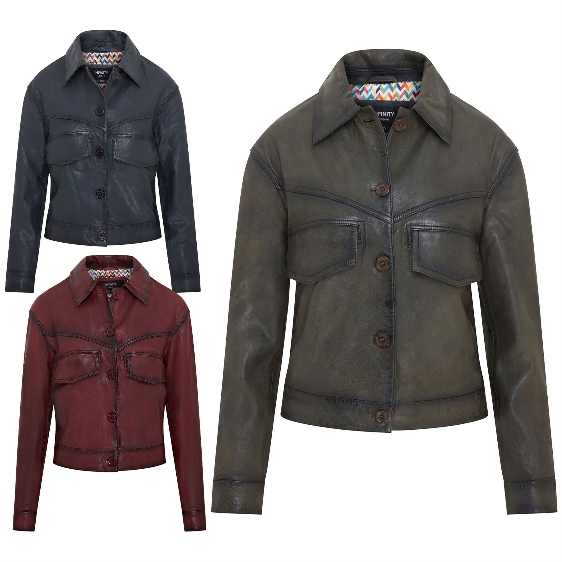 Womens Retro Biker Leather Jacket - Kopervik