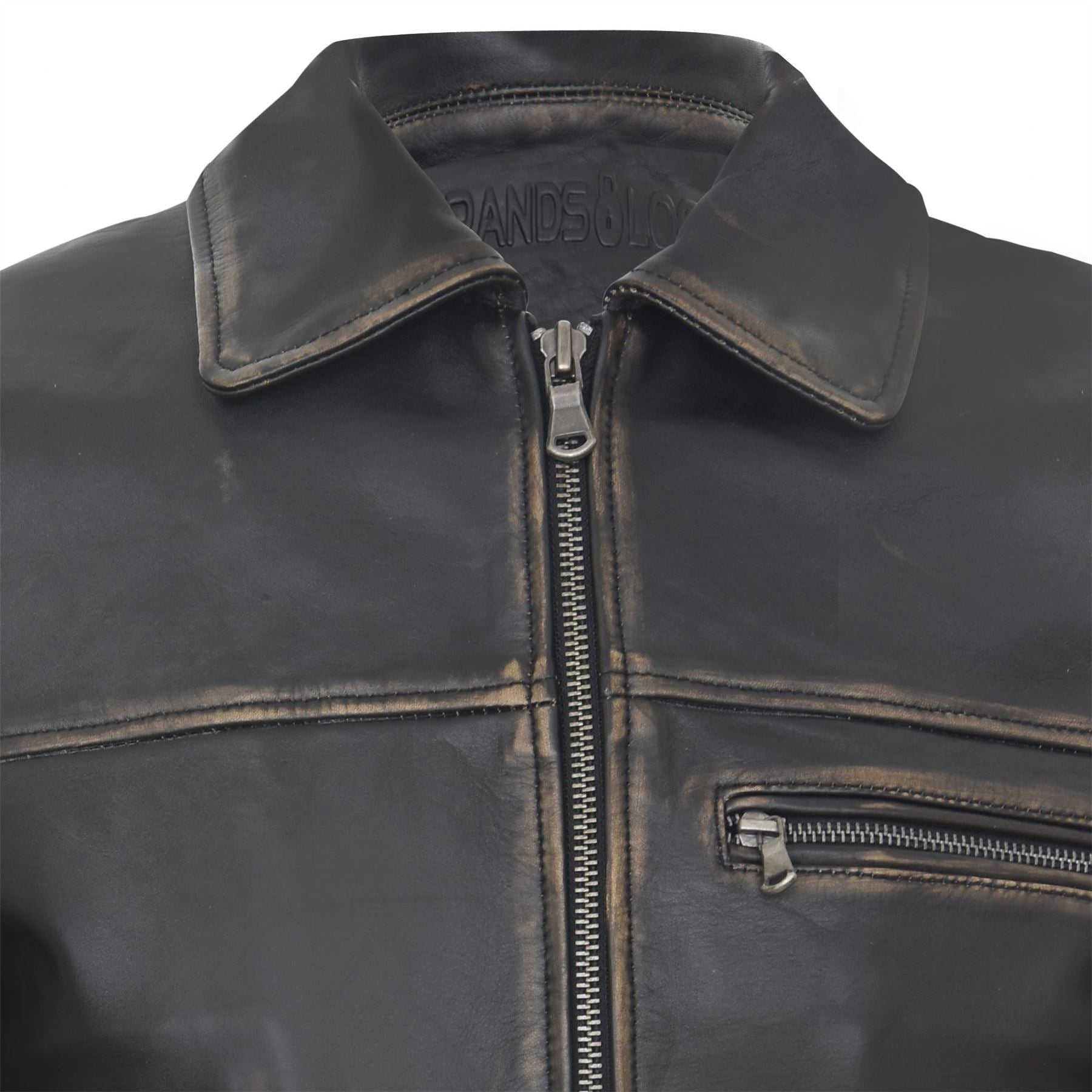Mens Cow Hide Harrington Leather Biker Jacket-Sleaford