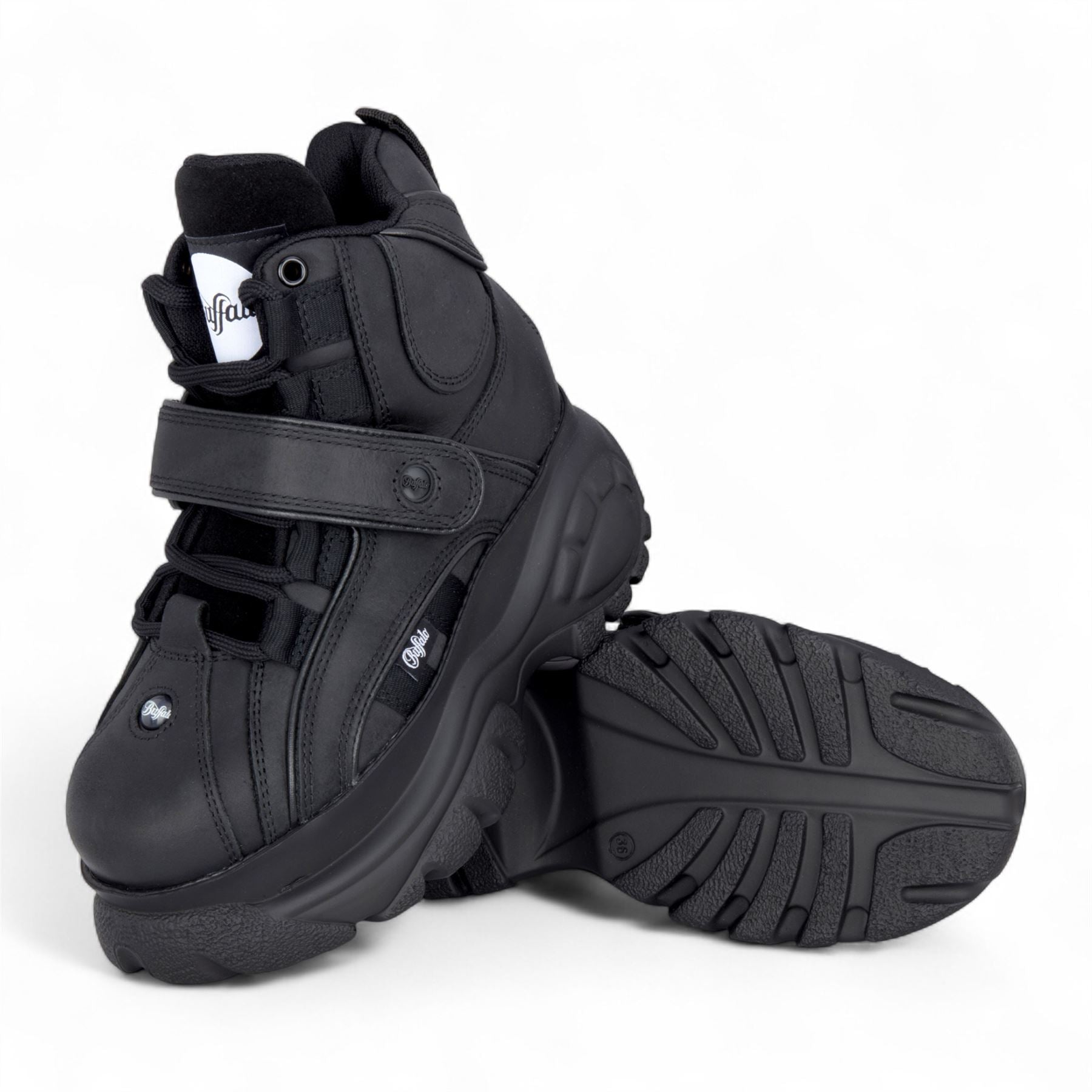 Buffalo Womens Black Leather Chunky Platform High Ankle Boots - 1348-14 2.0