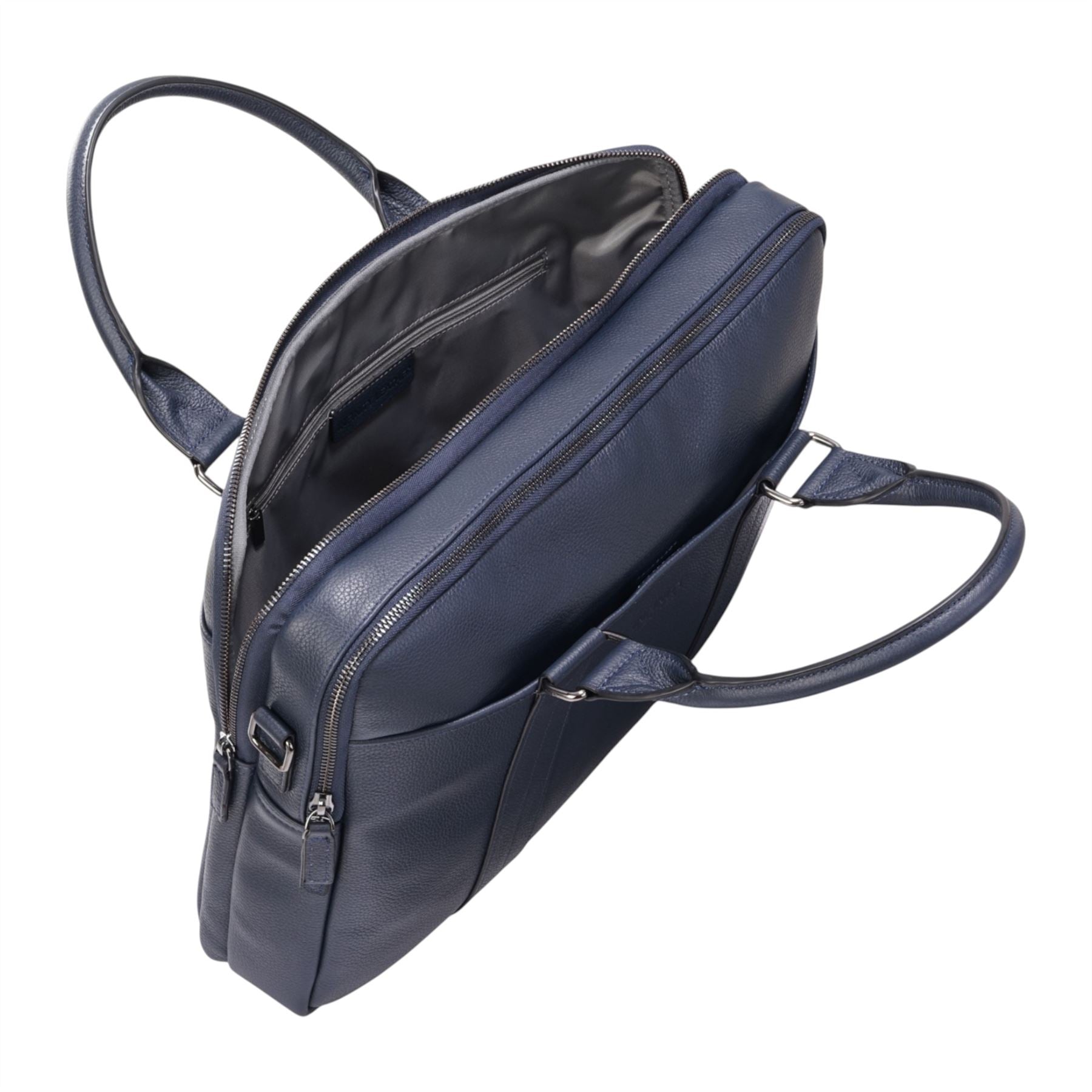 Genuine Leather Navy Laptop Business Briefcase Office Work Travel Bag - Sutton