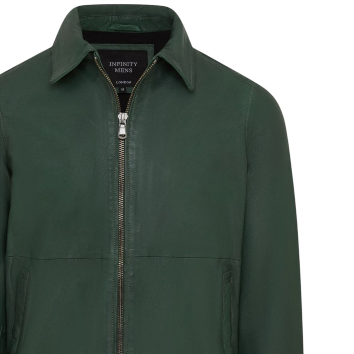 Mens Leather Harrington Collar Biker Jacket - Alpha