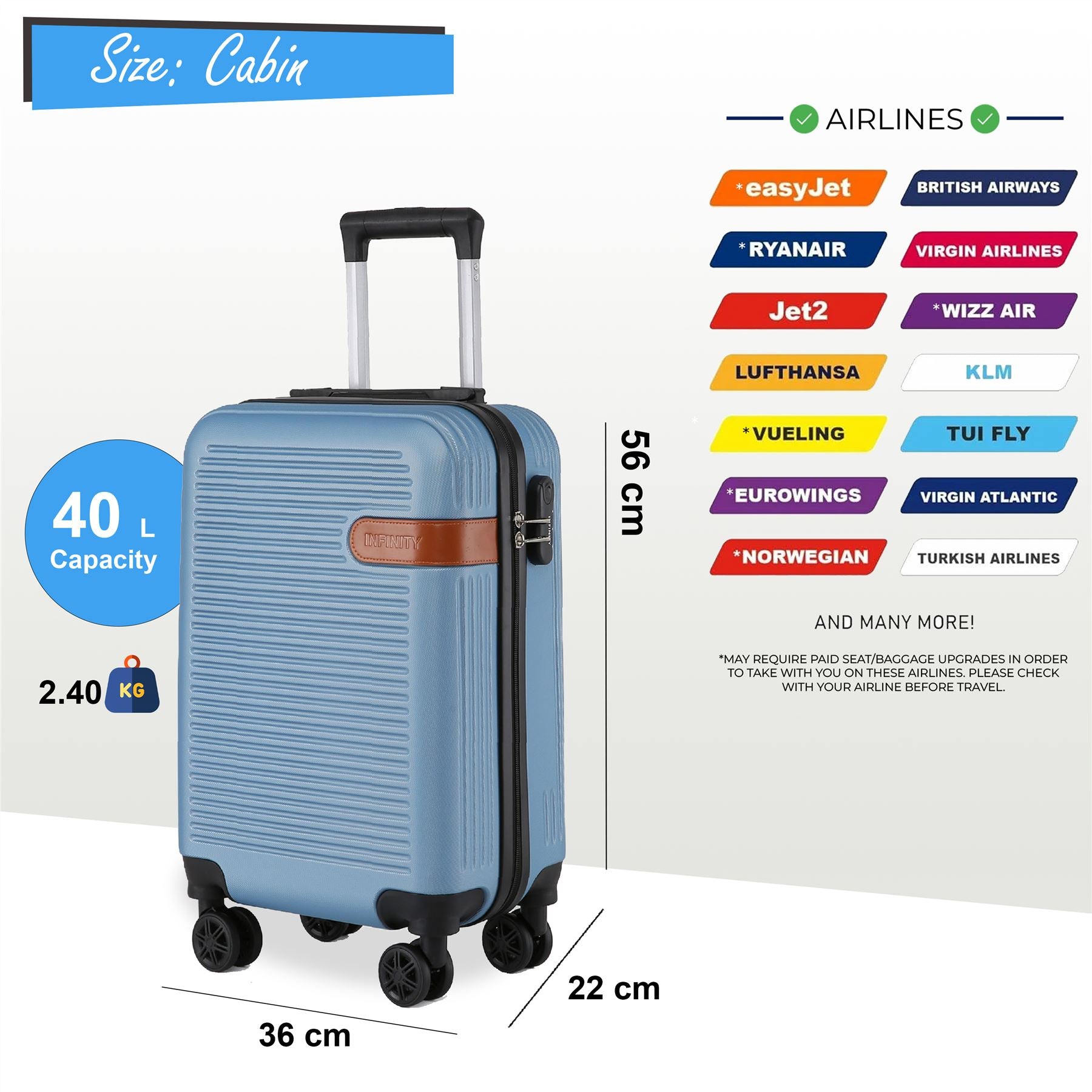 Calgary Set of 3 Hard Shell Suitcase in Blue