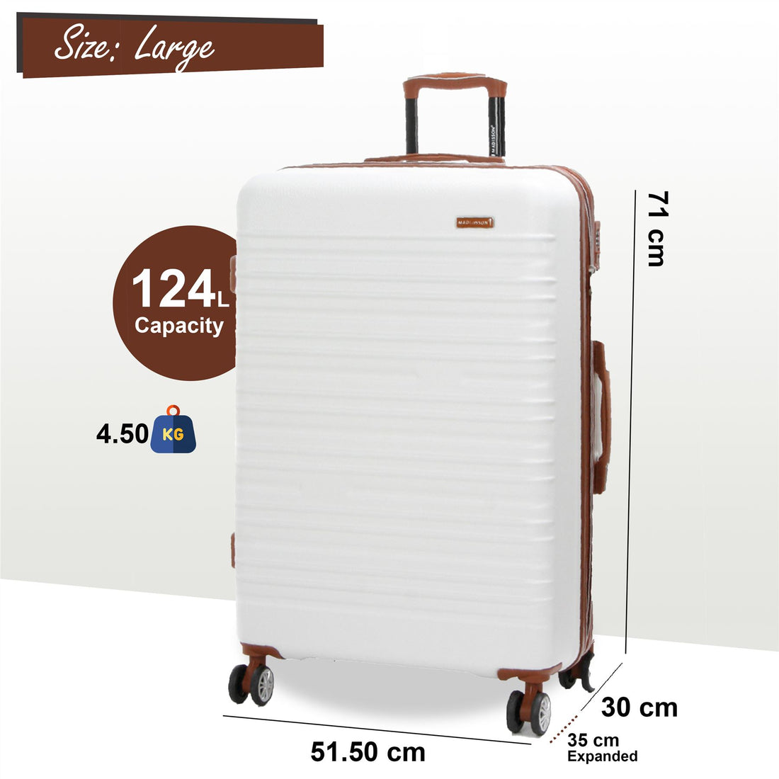 Armidale Large Hard Shell Suitcase in Cream