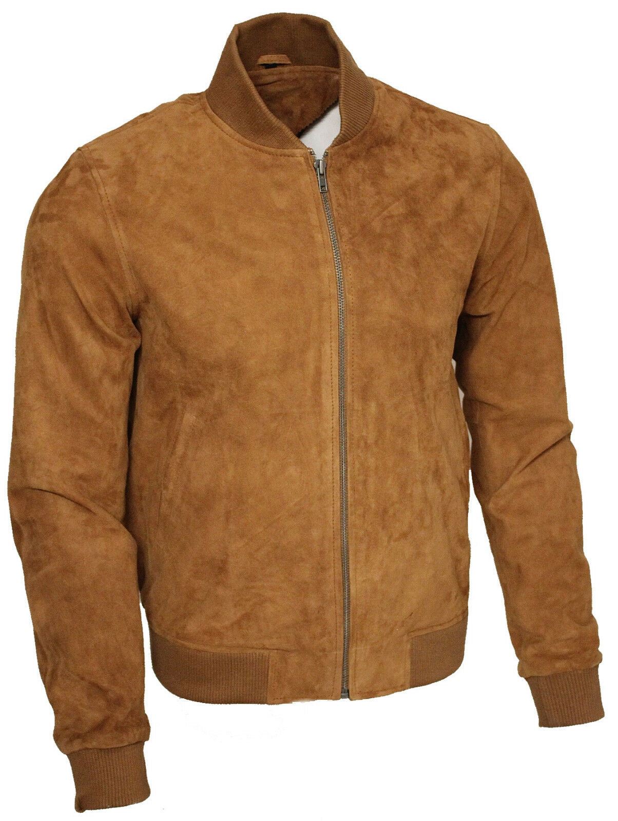 Mens Suede Varsity Leather Bomber Jacket-Castleford - Upperclass Fashions