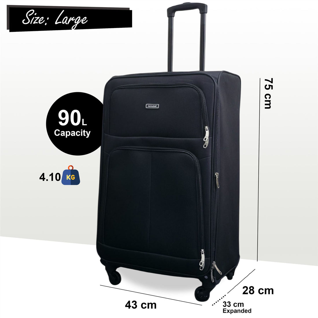 Tahara Large Soft Shell Suitcase in Black