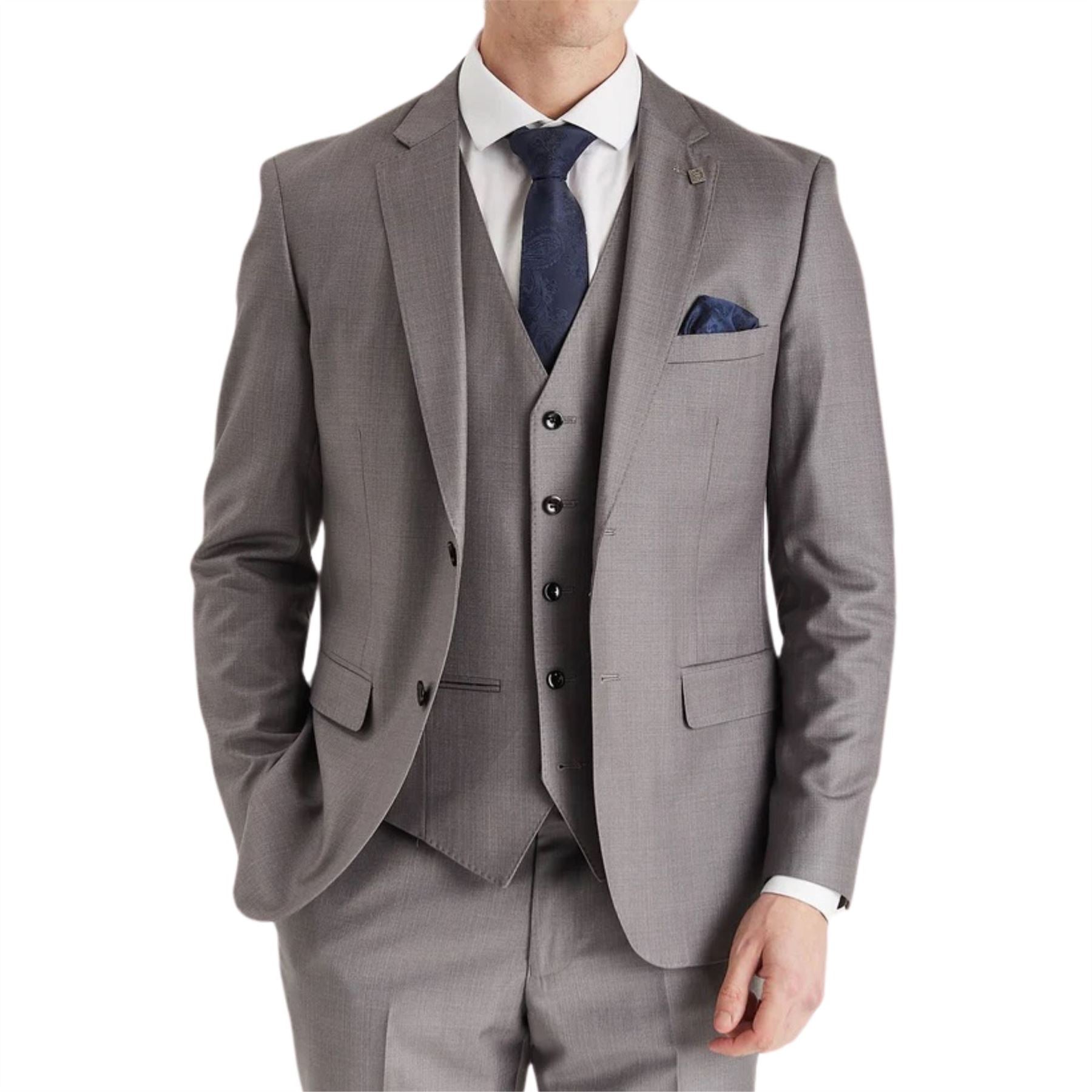 Men’s Grey Tailored Suit Blazer Formal Jacket