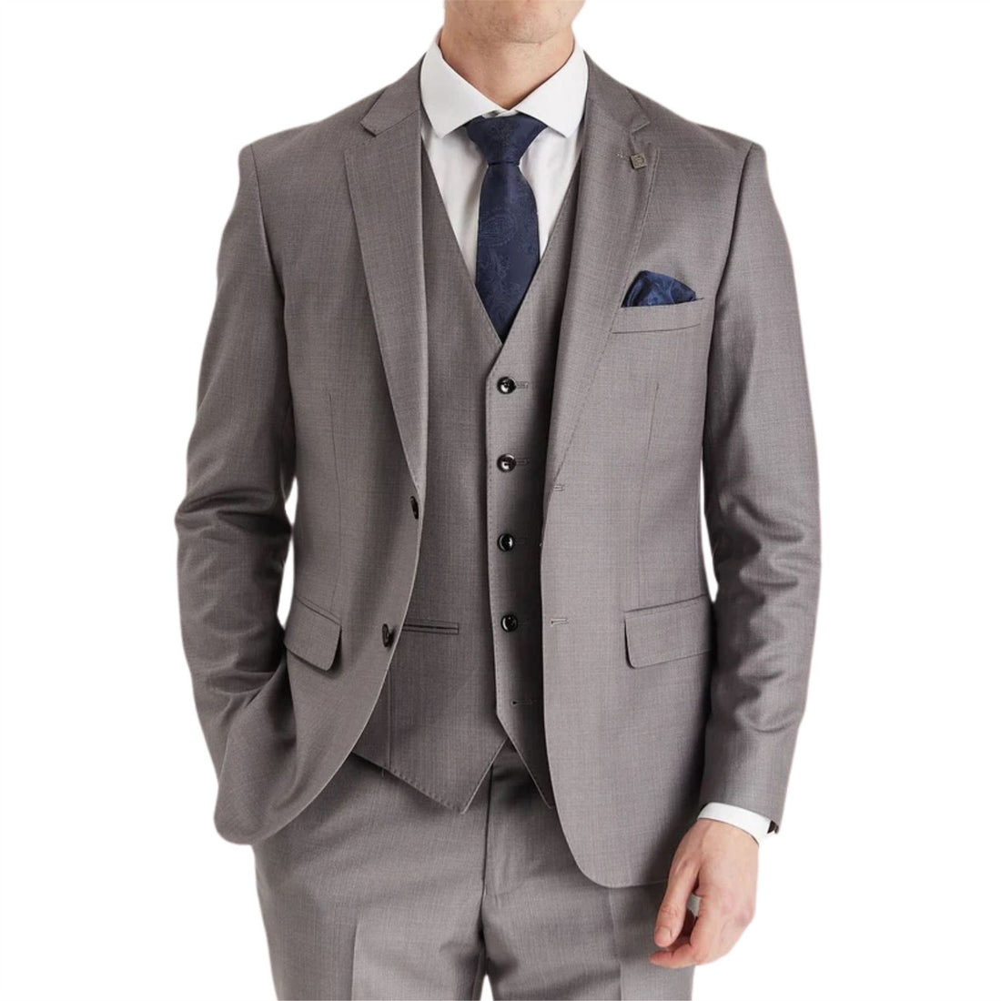 Men’s Grey Tailored Suit Blazer Formal Jacket